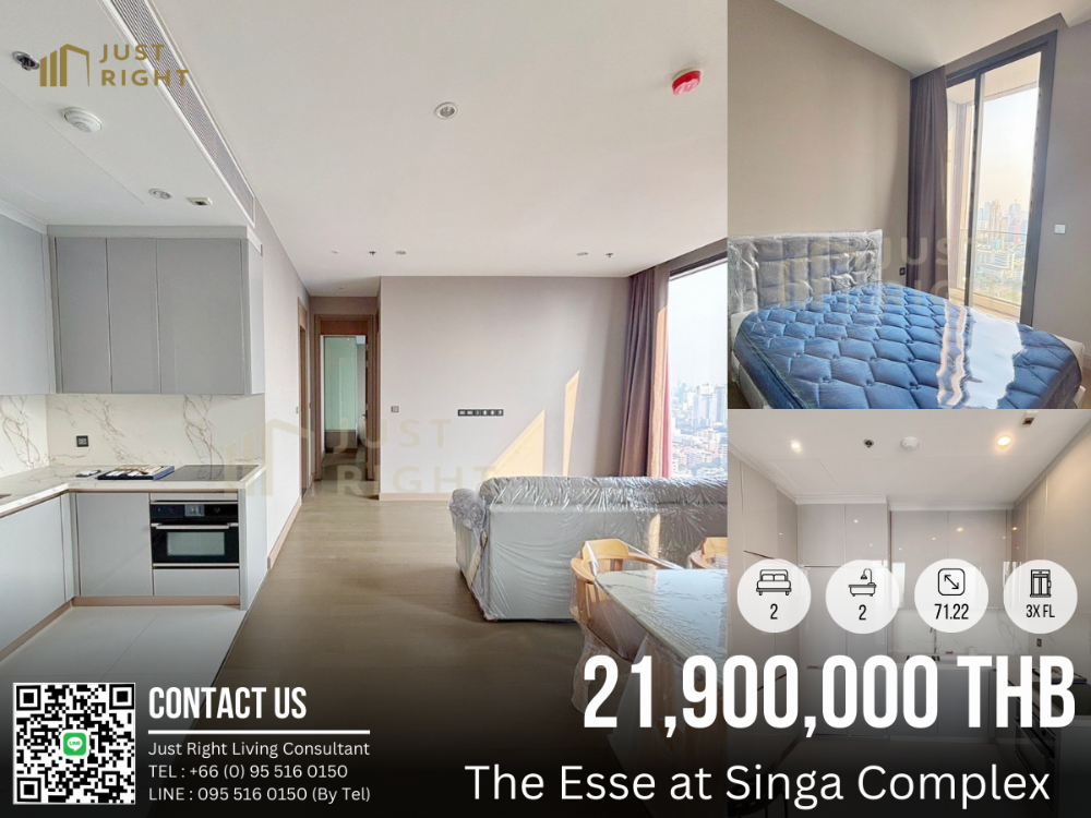 For SaleCondoRama9, Petchburi, RCA : For Sale, The Esse at Singha Complex, 2 Beds 2 Bath 71.22 Sqm. Floor 3x,  Special price Only 21.90MB