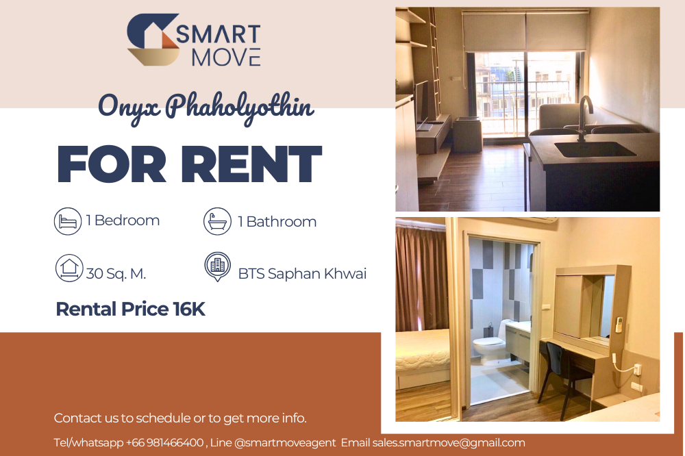 For RentCondoSapankwai,Jatujak : 💥FOR RENT !! 💥Code C20231200275..........Onyx Phaholyothin, 1 bedroom, 1 bathroom, furnished, ready to move in📣📣