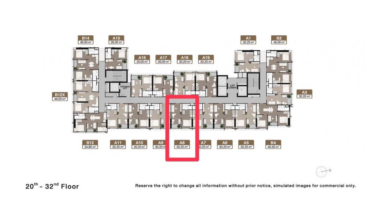 Sale DownCondoRama9, Petchburi, RCA : 🚩Nue District R9 (first building A8, east side, high floor, unblocked view)