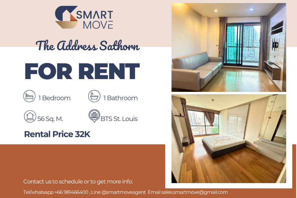 For RentCondoSathorn, Narathiwat : 🔥FOR RENT !! 🔥Code C20240900010..........The Address Sathorn, 1 bedroom, 1 bathroom, high floor, furnished, ready to move in📢📢