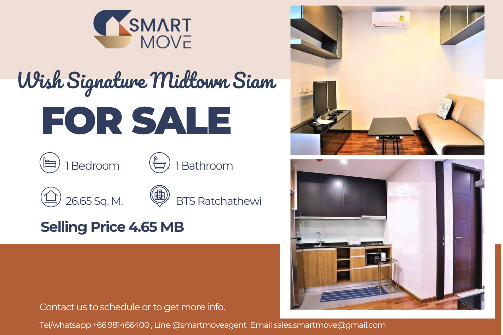 For SaleCondoRatchathewi,Phayathai : 🔥FOR SALE !!🔥 Code C20230800407..........Wish Signature Midtown Siam, 1 bedroom, 1 bathroom, East Facing, furnished, Special Deal!!📢📢