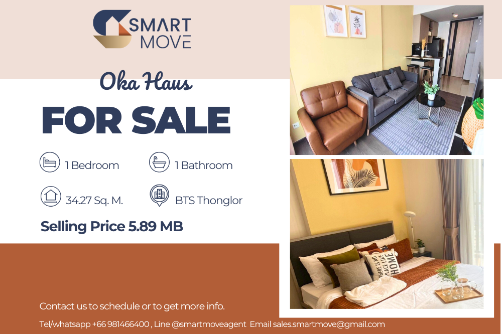 For SaleCondoSukhumvit, Asoke, Thonglor : 💥Sale with tenant !! 💥Code C20250100040.......Oka Haus, 1 bedroom, 1 bathroom, high floor 29+, furnished, Special Deal!!📢📢