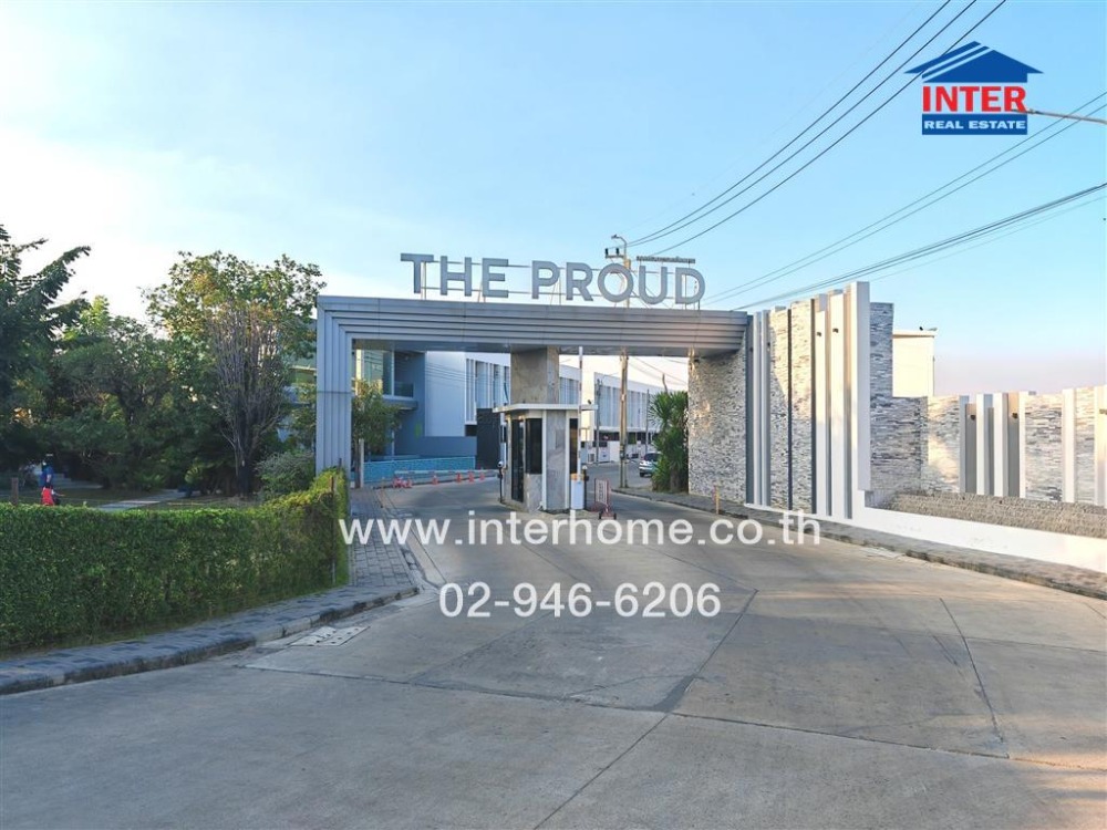 For SaleTownhouseMin Buri, Romklao : 2-storey townhouse, 19.9 sq.w., The Proud Village, Wongwaen-Ram Intra, Soi Suea Khlong 15, near Fashion Island, Ram Intra Ring Road, Khlong Sam Wa District, Bangkok