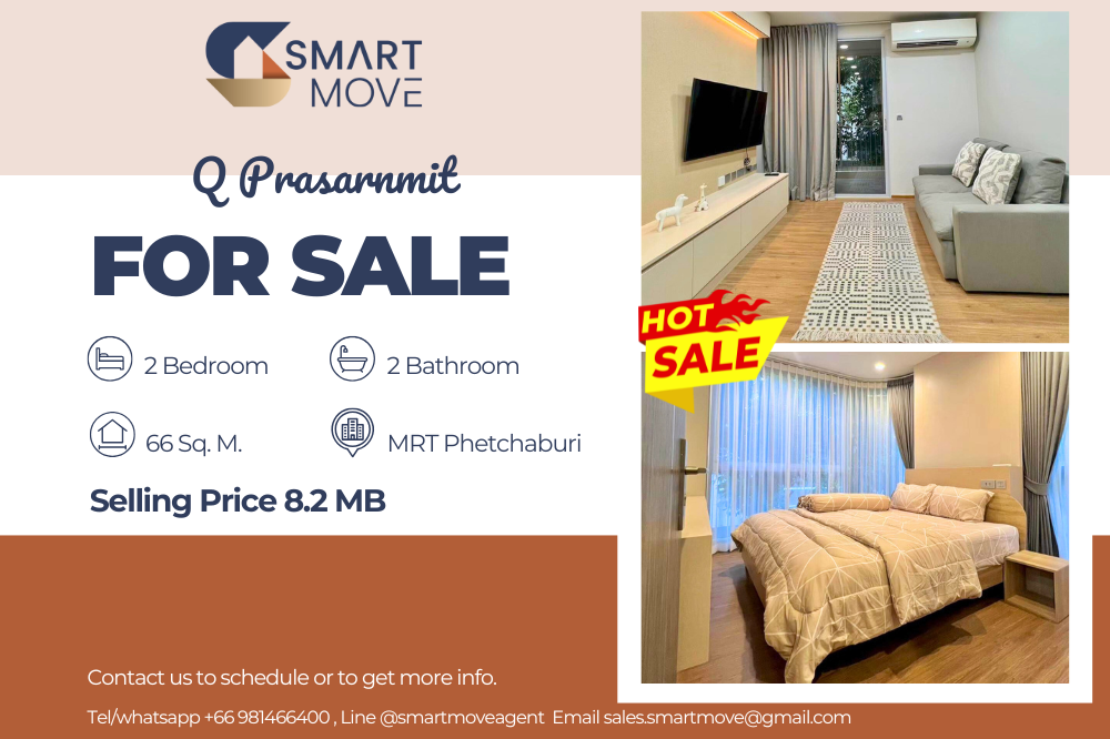 For SaleCondoSukhumvit, Asoke, Thonglor : 🔥Sale with tenant !! 🔥Code C20250100042.......Q Prasarnmit, 2 bedrooms, 2 bathrooms, furnished, Special Deal!!📣📣