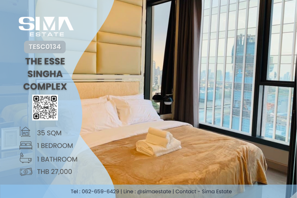 For RentCondoRama9, Petchburi, RCA : For rent ☁️The Esse Singha Complex☁️Beautiful room, well decorated, high security condo in the heart of Petchburi intersection ☀️