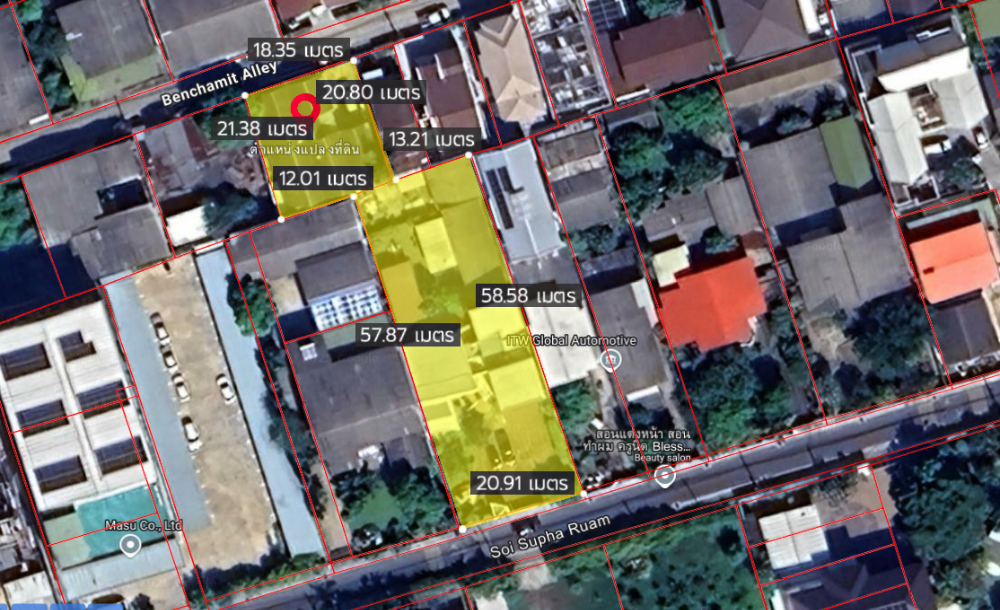 For SaleLandBang Sue, Wong Sawang, Tao Pun : Large plot of land 405 sq.wa, Soi Krungthep Nonthaburi 44, good location, very good environment, many entrances and exits