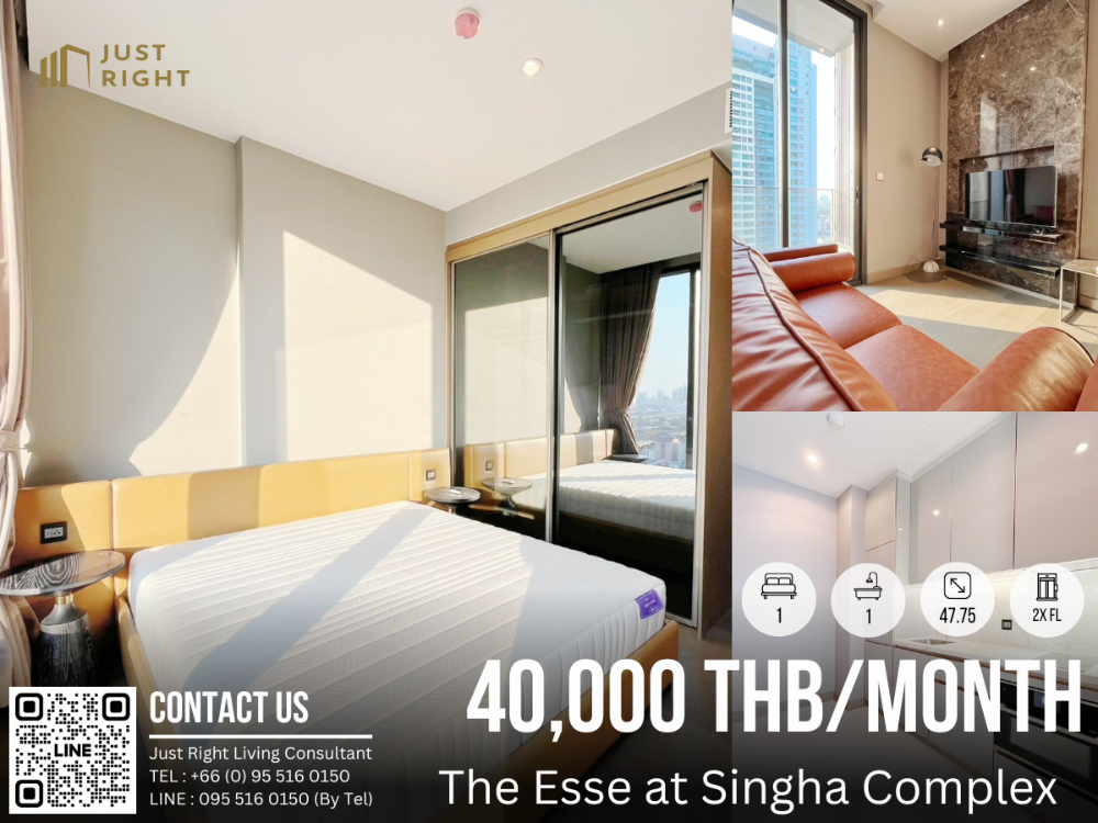 For RentCondoRama9, Petchburi, RCA : The Esse at Singha Complex 1 bedroom 1 bathroom 47.75 sq.m. 2xFloor, Fully furnished 40,000/m