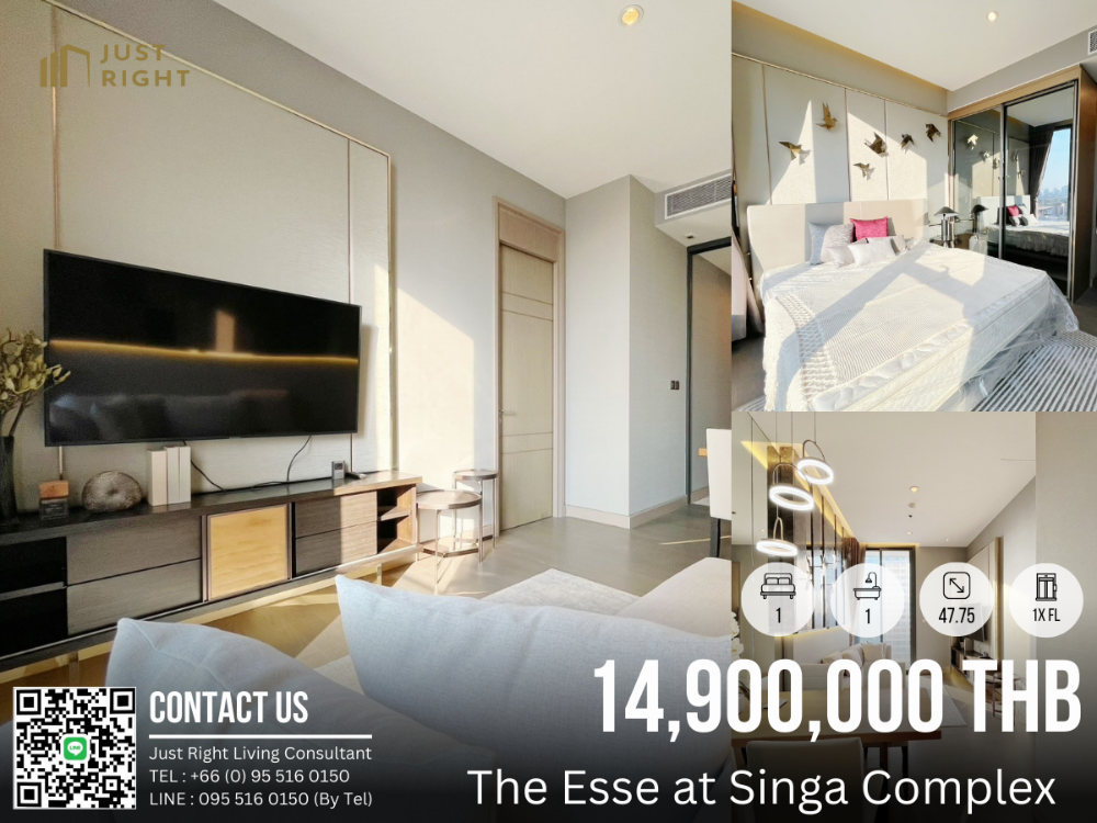 For SaleCondoRama9, Petchburi, RCA : For Sale, The Esse at Singha Complex, 1 Bed 1 Bath 47.75* Sqm. Floor 1x, Fully Furnished* Special price Only 14.9 MB