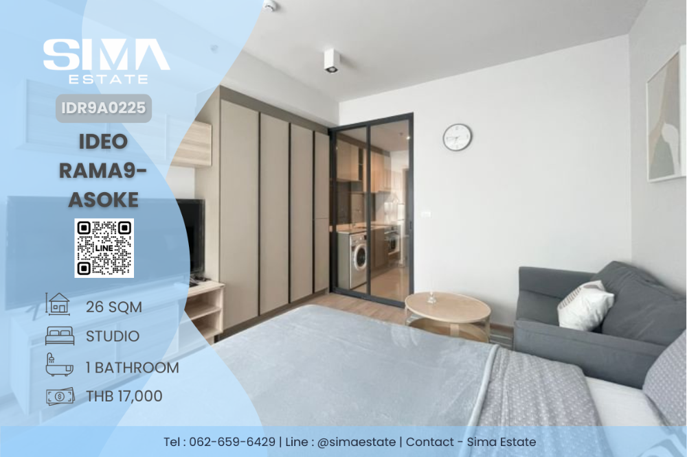 For RentCondoRama9, Petchburi, RCA : For rent ☁️Ideo Rama9-Asoke☁️Beautiful room, well decorated, vacant, ready to move in☀️