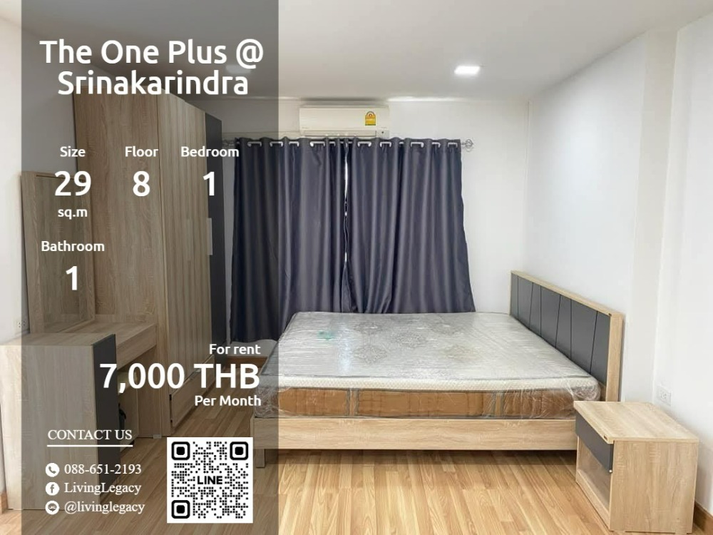 For RentCondoRamkhamhaeng, Hua Mak : SOZRAM Condo for rent The One Plus @ Srinakarindra 29 sq m. 8th floor line id : @livinglegacy