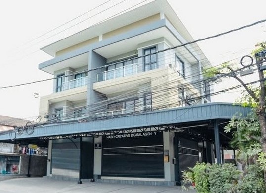 For RentShophouseKasetsart, Ratchayothin : RP216 Commercial building for rent, corner building, 3 floors, 270 square meters, 4 rooms, 5 bathrooms, 1 large hall, Ram Intra 19, Soi next to BTS Pink Line