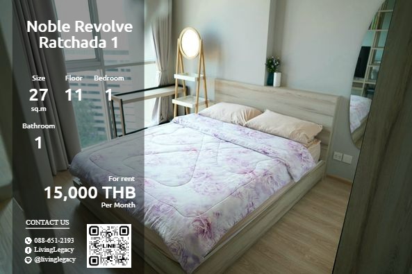 For RentCondoRatchadapisek, Huaikwang, Suttisan : LX8PAFWF Condo for rent Noble Revolve Ratchada 1 27 sq m. 11th floor line id : @livinglegacy