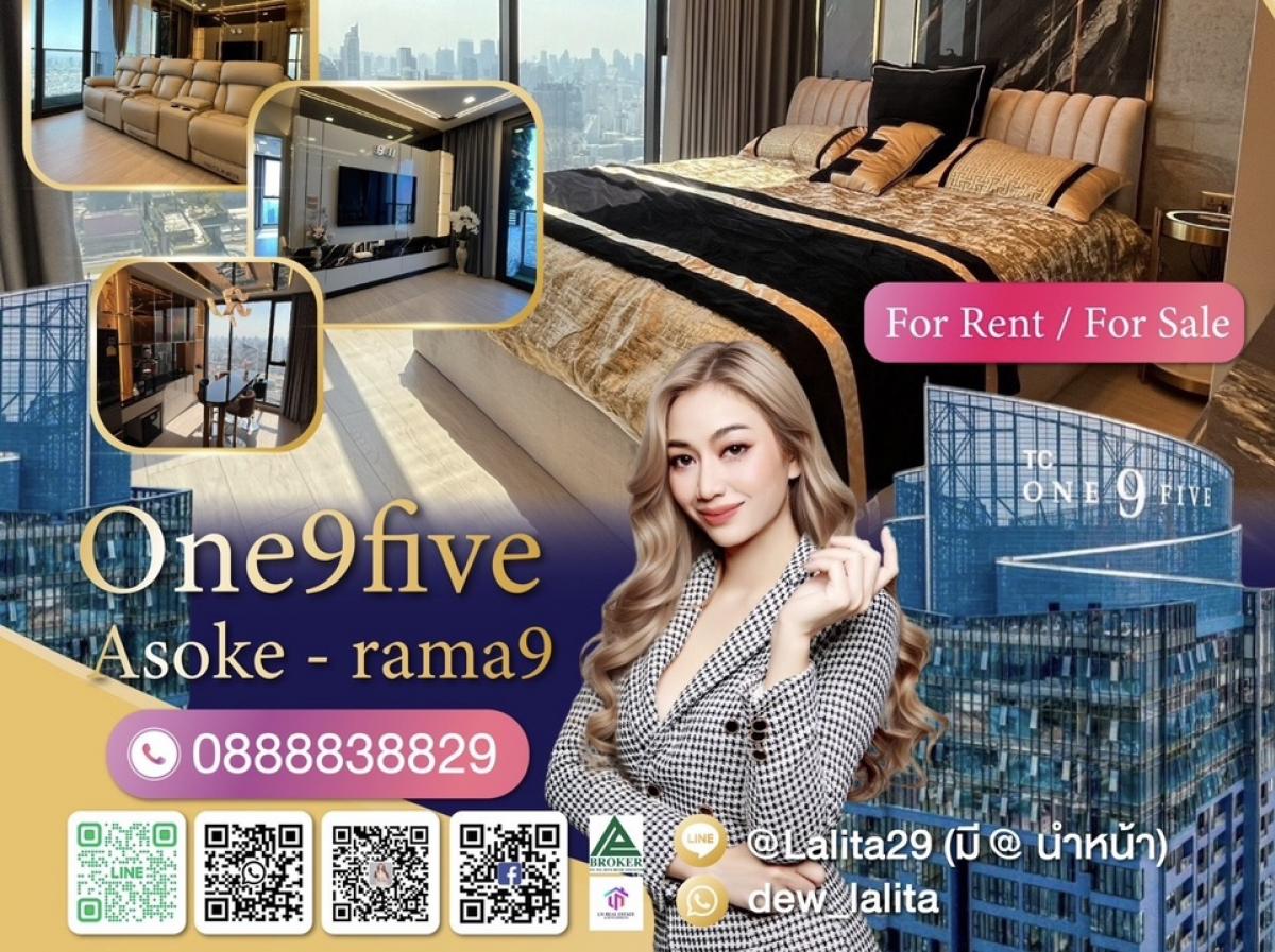 ให้เช่าคอนโดพระราม 9 เพชรบุรีตัดใหม่ RCA : 🔥For Rent/Sale 🔥🌻One 9 Five🌻 🏠💕泰国房地产  转卖/出租/买房  (150,000 THB)🌻🌻🌻welcome co 🌻🌻🌻For Rent 🌟 曼谷公寓出租 🌟 A56🟥🟩🟧🟨🟥🟪🟩🟧🟨🟪🟩🟥🟨🟧🟩✅ 3 bed 3 bath 🛁  ready to move in✅ Rent 150,000฿ ✅ Sale 35M (FQ quota) ✅ ขนาด 94 sq.m  🏠 ประตูล็อกดิจิตอล✅ บิ้วอินทั้งห้อง สวยมากๆค่า✅ เดิ