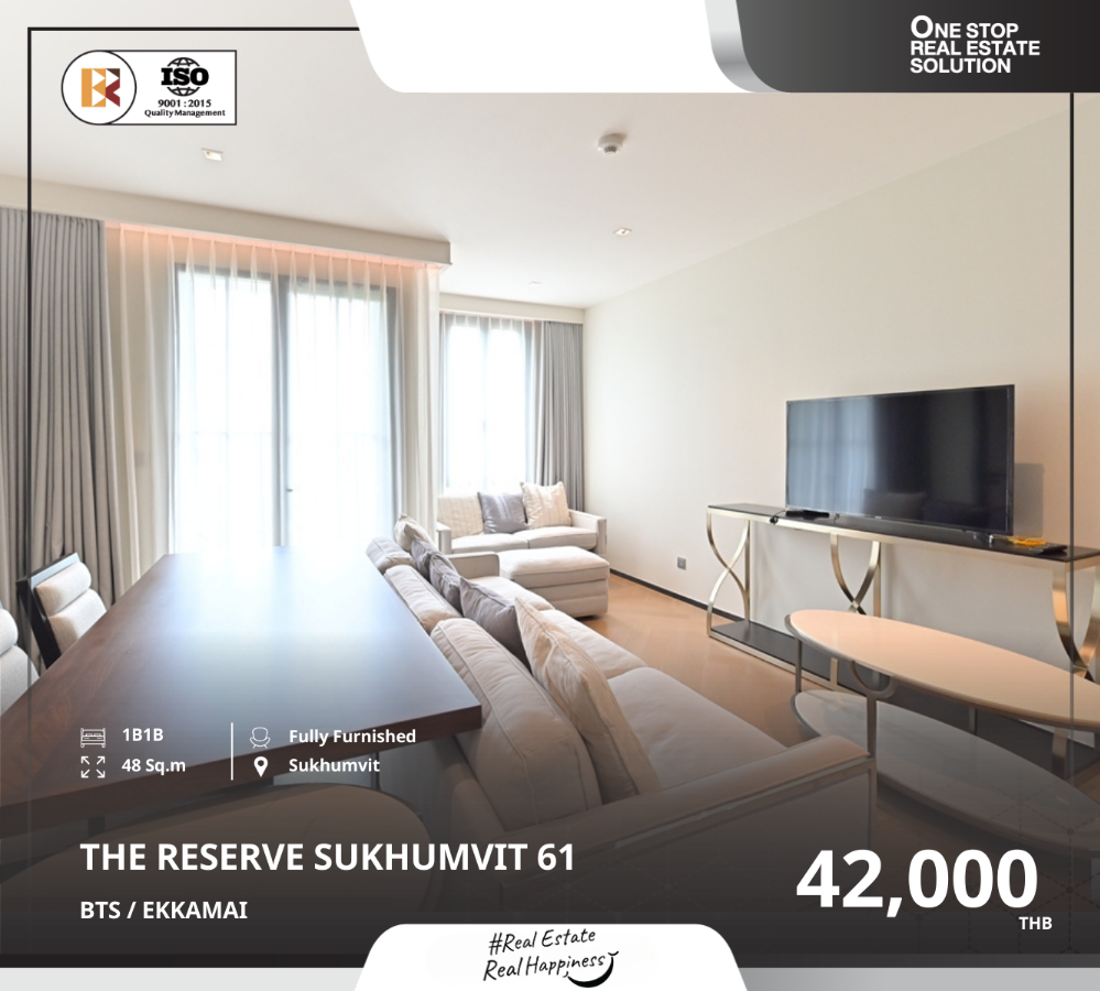 For RentCondoSukhumvit, Asoke, Thonglor : The Reserve Sukhumvit 61, fully furnished, near BTS Ekkamai