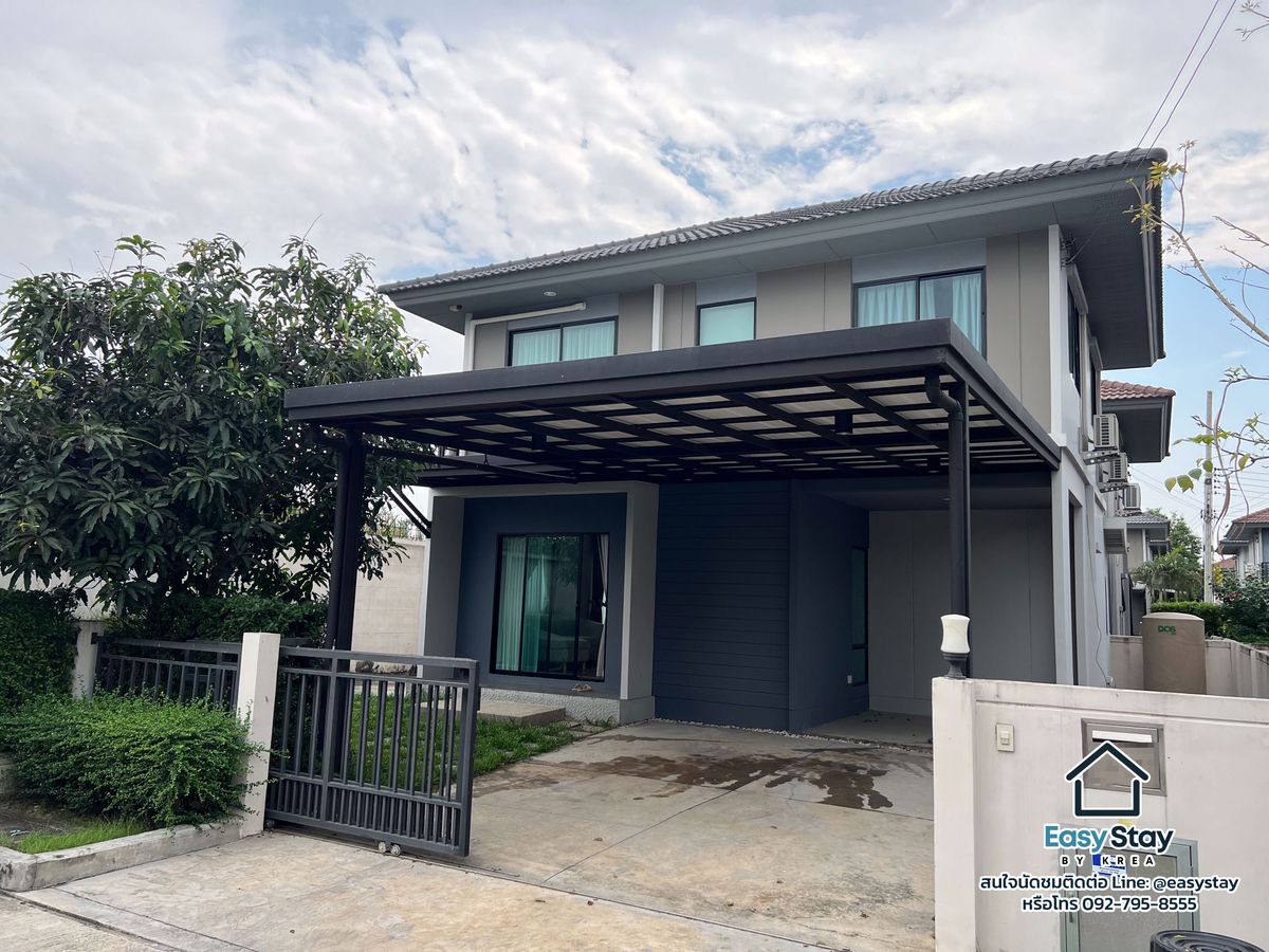 For RentHousePathum Thani,Rangsit, Thammasat : 🏡 Detached 2-Story Corner House for Rent at Pave Rangsit Khlong 4 Fully Furnished with Extended Kitchen, Ready to Move In ✨