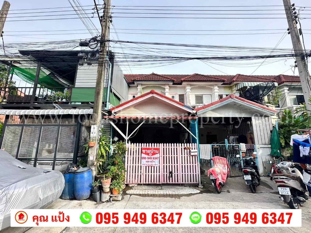 For SaleTownhouseMin Buri, Romklao : For sale: 2-storey townhouse, Kanathap Village, Soi Ram Intra 117-Khlong Sam Wa