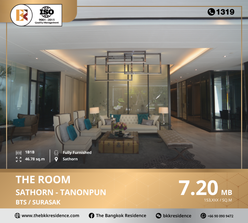 For SaleCondoSathorn, Narathiwat : The Room Sathorn - TanonPun: CBD Condo Near BTS Surasak