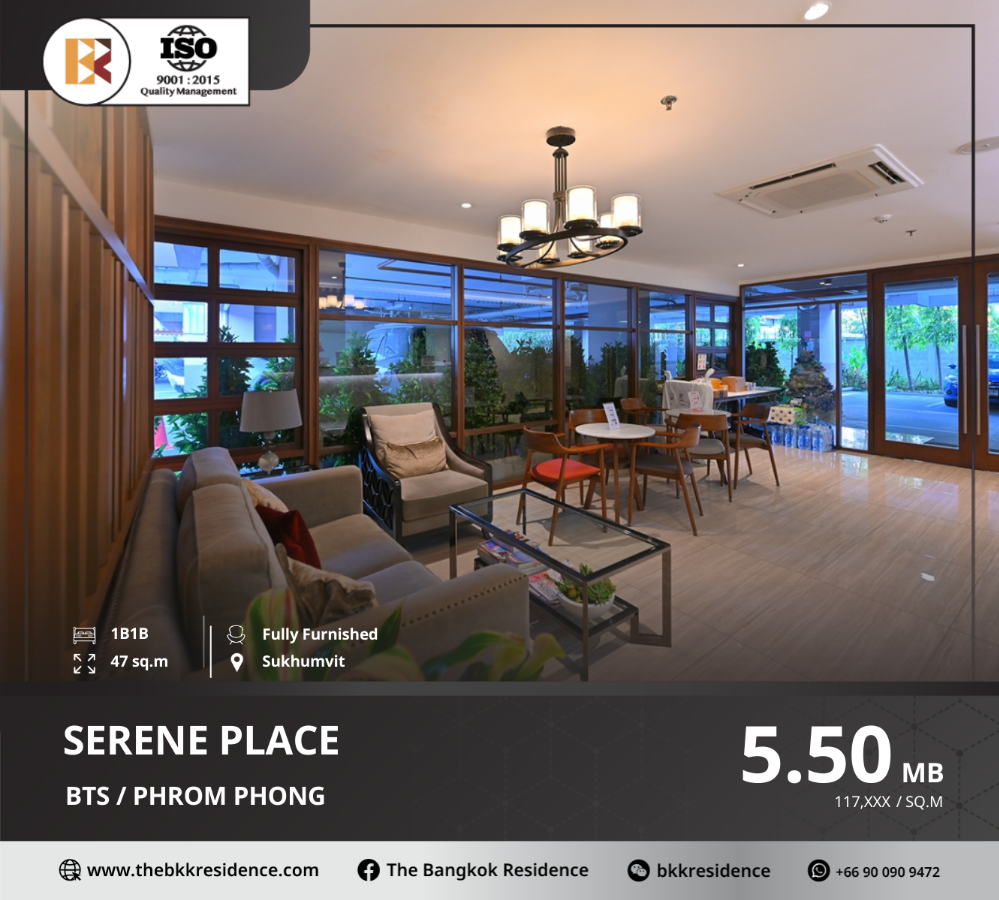 For SaleCondoSukhumvit, Asoke, Thonglor : Serene Place: Move-In Ready Condo Near BTS Phrom Phong