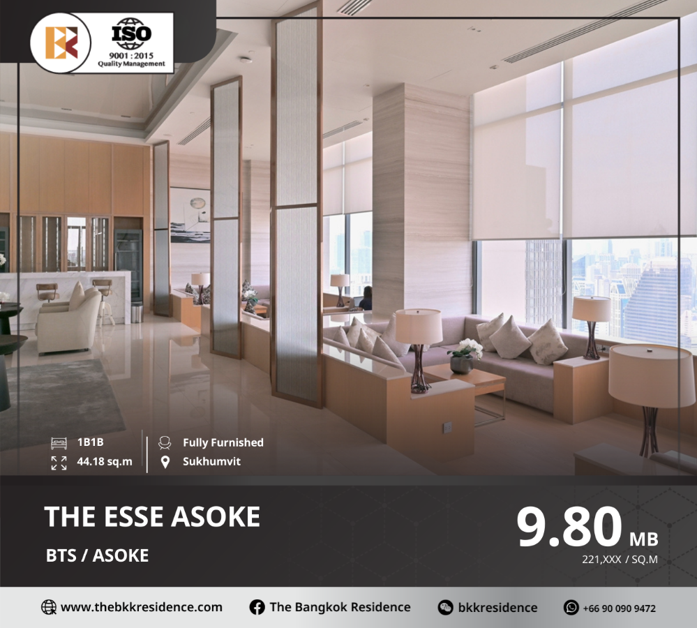 For SaleCondoSukhumvit, Asoke, Thonglor : The Esse Asoke: Contemporary High-Rise Condo Near BTS Asoke