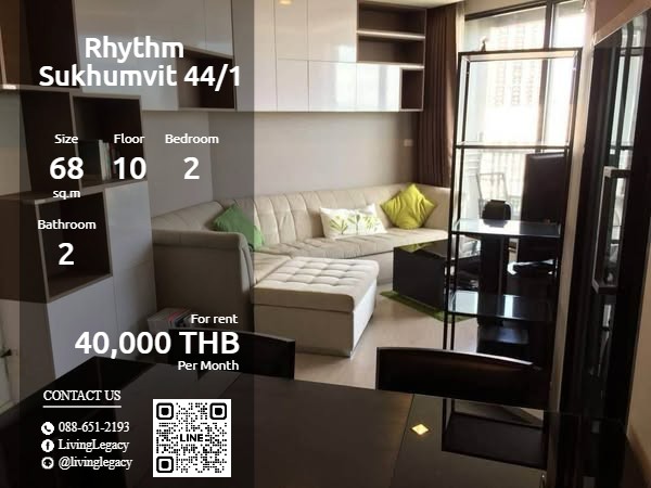 For RentCondoOnnut, Udomsuk : SQGTQ0 Condo for rent Rhythm Sukhumvit 44/1 68 sq m. 10th floor line id : @livinglegacy