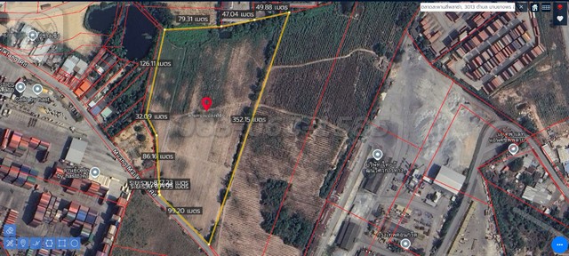 For SaleLandSriracha Laem Chabang Ban Bueng : Yellow land for sale for use as a parking lot, Laem Chabang (area 23-1-42 rai, selling for 4.5 million per rai, totaling 103,500,000 baht), Bueng, Sriracha, Chonburi