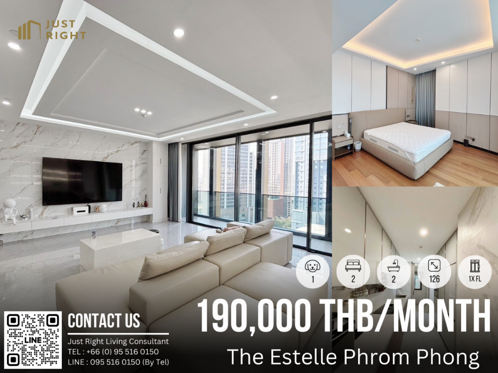 ให้เช่าคอนโดสุขุมวิท อโศก ทองหล่อ : ให้เช่า Pet Friendly The Estelle Phrom Phong 2 ห้องนอน 2 ห้องน้ำ 126* ตร.ม. ชั้น 1x เฟอร์ครบ เครื่องใช้ไฟฟ้าครบ ลดพิเศษเพียง 190,000 บาท/เดือน สญ. 1ปีเท่านั้น