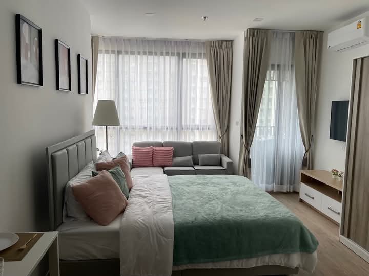 For RentCondoPattanakan, Srinakarin : TR9S158 Condo for rent, The Rich Rama 9-Srinakarin, 16th floor, city view, 26.79 sq m., 1 bedroom, 1 bathroom, 16,000 baht 064-959-8900