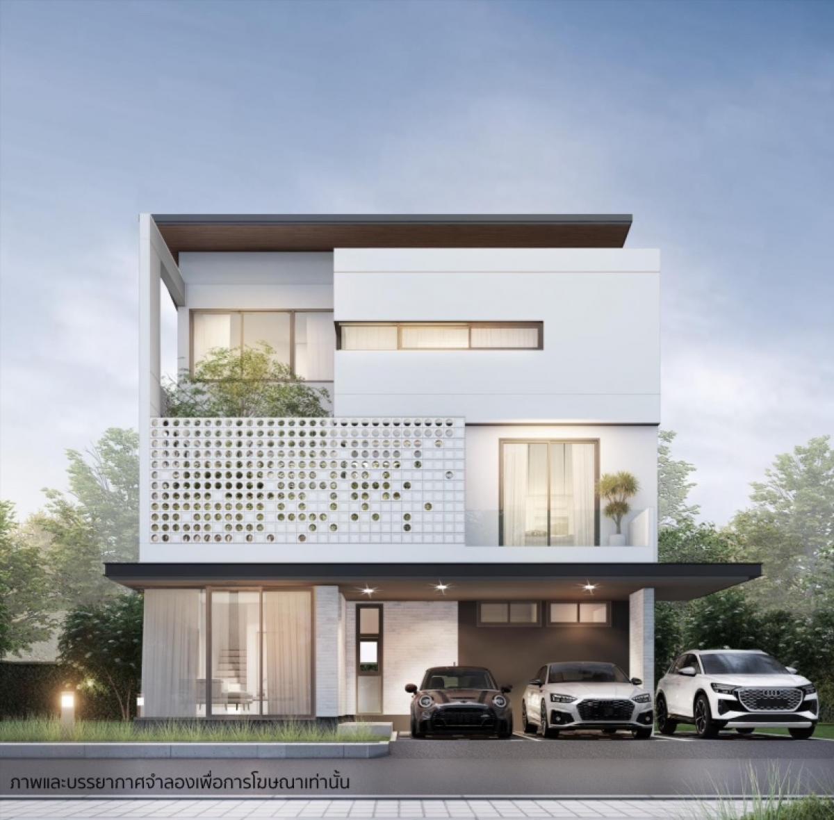 For SaleHousePattanakan, Srinakarin : 🏡Nirvana Absolute Krungthep Kreetha - 3-storey detached house, 282 sq m, 4 bedrooms, 3 parking spaces, 064-7944263 (Khun Nam)