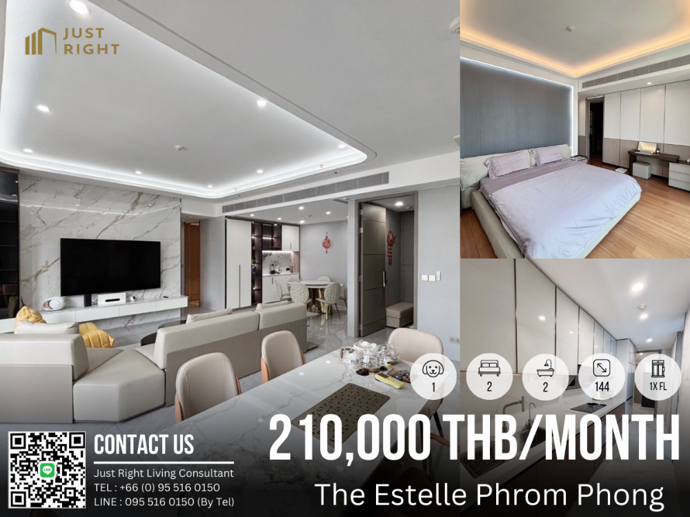 ให้เช่าคอนโดสุขุมวิท อโศก ทองหล่อ : ให้เช่า Pet Friendly The Estelle Phrom Phong 2 ห้องนอน 2 ห้องน้ำ 144* ตร.ม. ชั้น 1x เฟอร์ครบ เครื่องใช้ไฟฟ้าครบ ลดพิเศษเพียง 210,000 บาท/เดือน สญ. 1ปีเท่านั้น