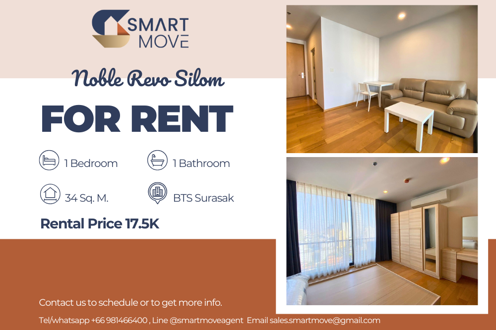 For RentCondoSathorn, Narathiwat : 💥FOR RENT !!💥 Code C20250100047..........Noble Revo Silom, 1 bedroom, 1 bathroom, high floor 19+, furnished, ready to move in📣📣