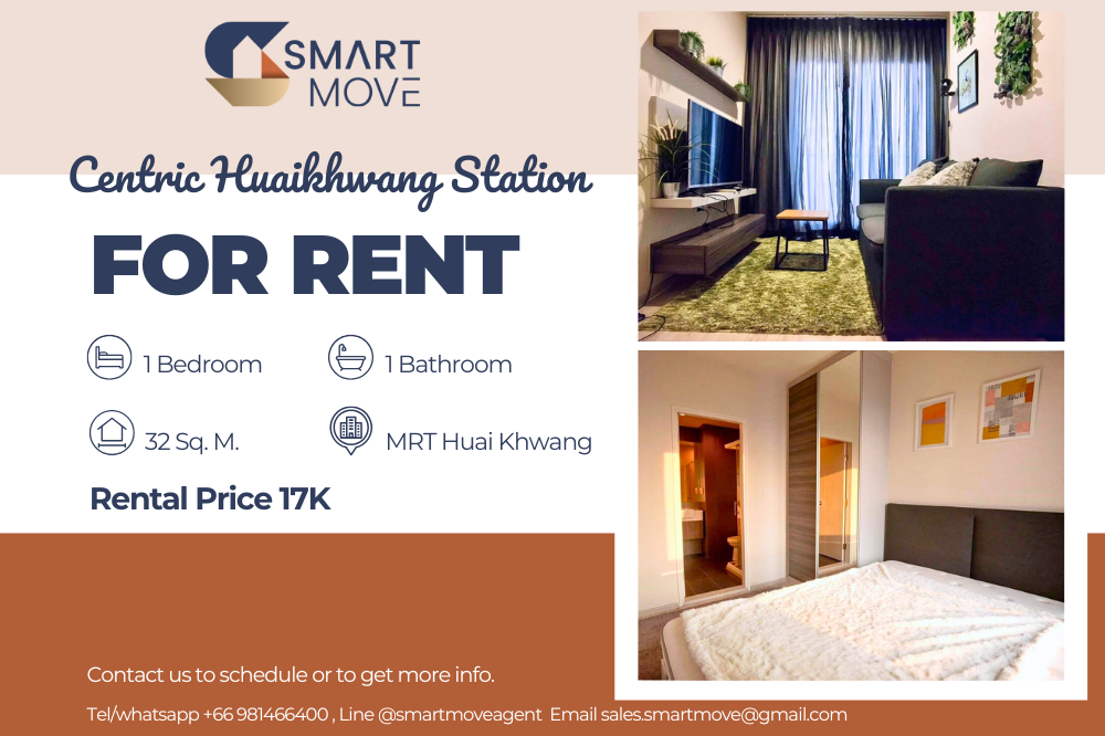 For RentCondoRatchadapisek, Huaikwang, Suttisan : 🔥FOR RENT !!🔥 Code C20250100052..........Centric Huaikhwang Station, 1 bedroom, 1 bathroom, high floor 18+, furnished, ready to move in📢📢