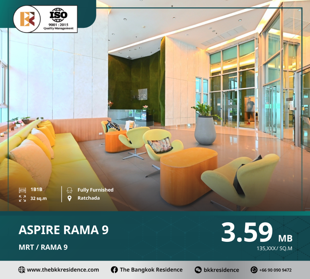 For SaleCondoRama9, Petchburi, RCA : Aspire Rama 9 - City and Nature Style Condo Near MRT Rama 9