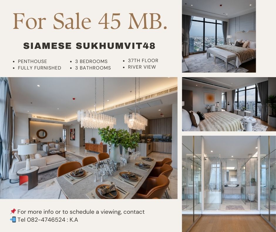 For SaleCondoOnnut, Udomsuk : For Sell‼️ Penthouse Siamese Ramada Branded Residence at Sukhumvit48. Condo with Bang Krachao River view, near BTS On Nut.