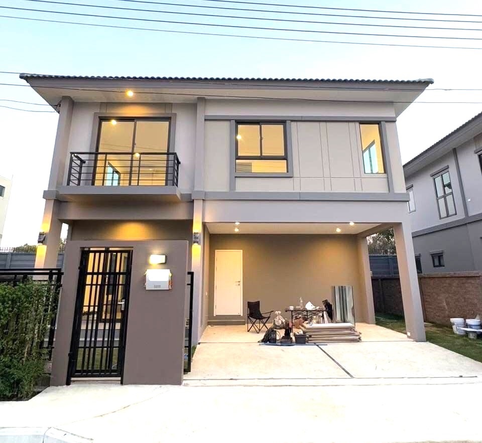 For RentHousePathum Thani,Rangsit, Thammasat : For rent: 2-storey detached house, The Plant Village, Rangsit Khlong 4-Ring Road, very new house, area 51 sq m, 4 bedrooms, 3 bathrooms, good location, near community, convenient transportation