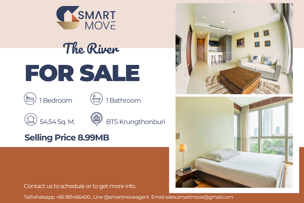 For SaleCondoWongwianyai, Charoennakor : 🔥Sale with tenant !! 🔥Code C20230109204.......The River, 1 bedroom, 1 bathroom, furnished, Special Deal!!📢📢