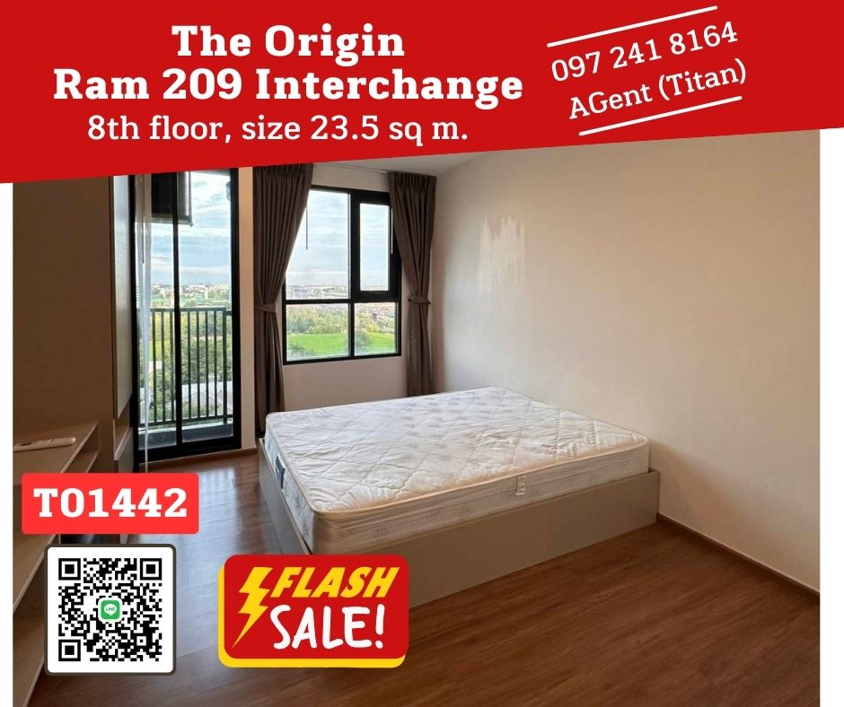 For RentCondoMin Buri, Romklao : 🔥🔥Urgent!!! The Origin Ram 209 Interchange 📌Good price room, fully furnished, ready to move in. Can negotiate on site!!! (T01442)