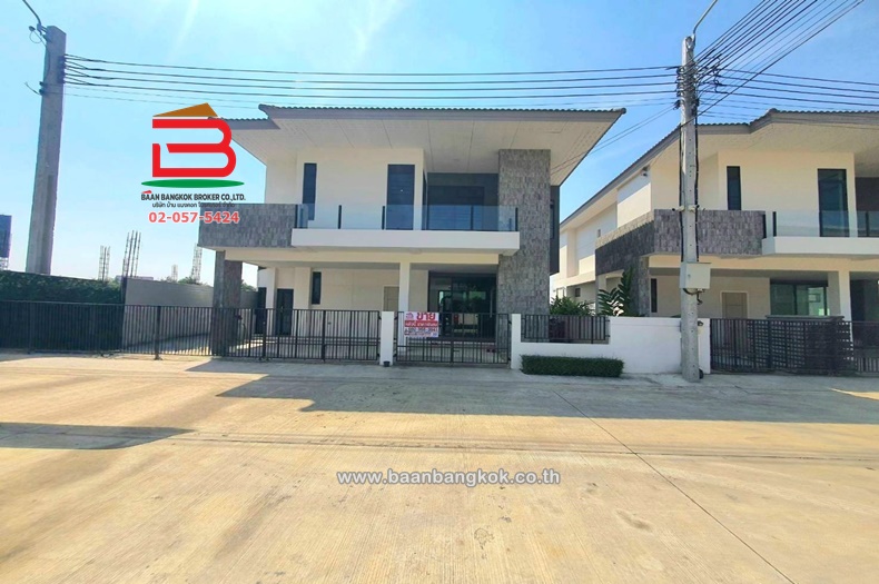 For SaleHouseChaengwatana, Muangthong : Single house, end unit, Esgate Premium Ratchaphruek-346 project (Soi Wat Tha Kiewian), area 103 sq m, near Robinson Lifestyle Ratchaphruek, Ratchaphruek Road, Khlong Khoi Subdistrict, Pak Kret District, Nonthaburi Province