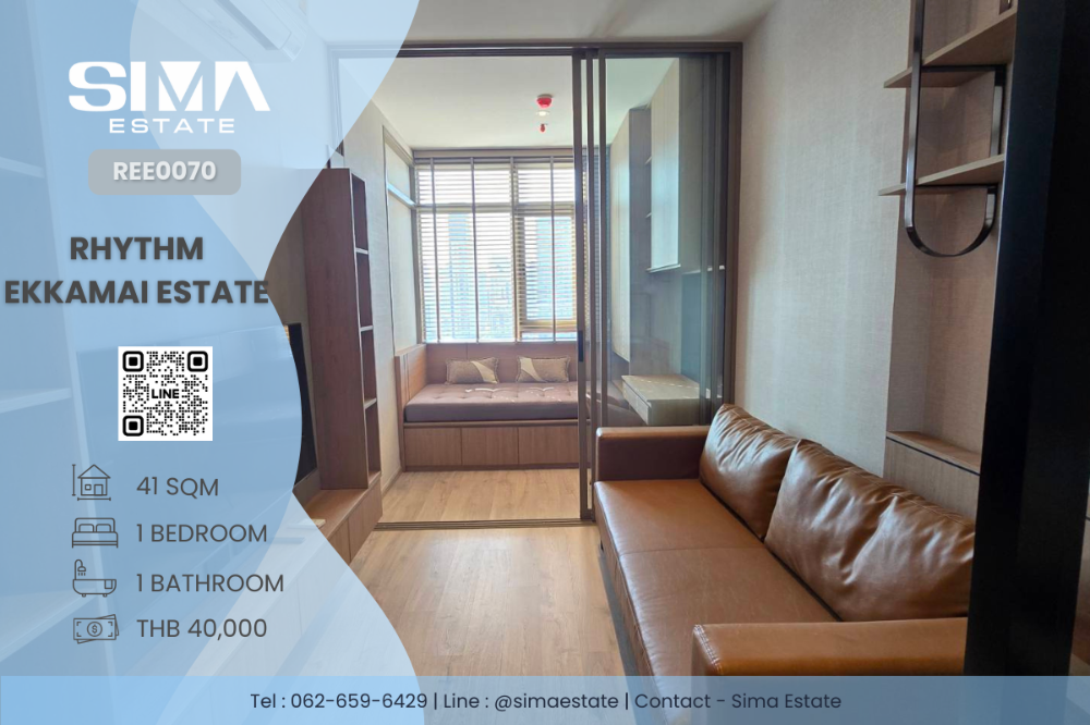 For RentCondoSukhumvit, Asoke, Thonglor : For rent ☁️Rhythm Ekkamai Estate☁️Beautiful room, divided into sections, well decorated☀️