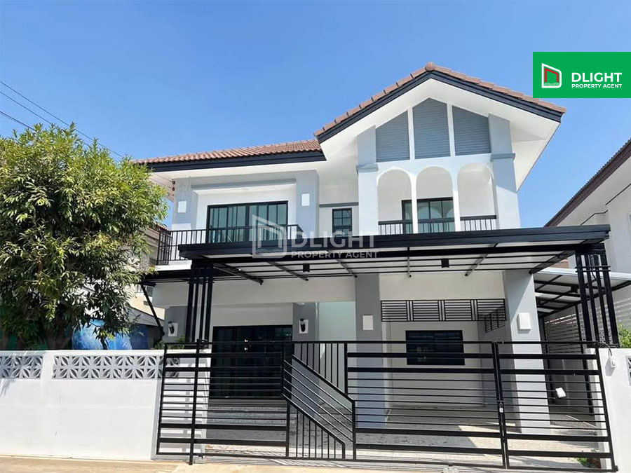 For SaleHousePathum Thani,Rangsit, Thammasat : Urgent sale! 2-storey detached house, newly renovated, ready to move in, Mu Ban Muen Sap Saen Song, Ban Chang, Pathum Thani, 52 sq m, 4 bedrooms, 3 bathrooms, parking for 2 cars, good location, city center, convenient transportation, full facilities, only