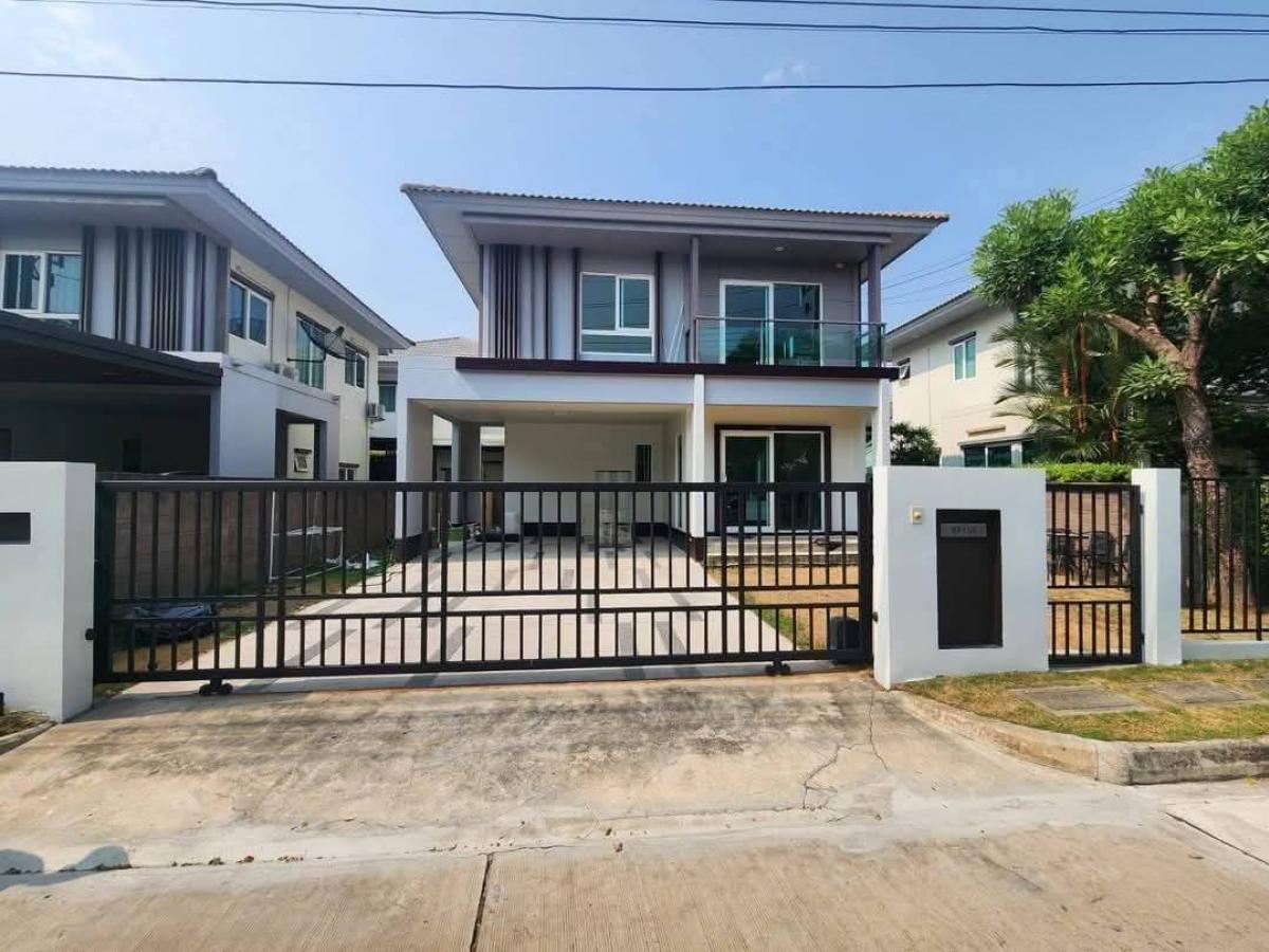 For RentHousePathum Thani,Rangsit, Thammasat : Single house for rent, Saransiri Tiwanon-Chaengwattana 2, single house with furniture and electrical appliances