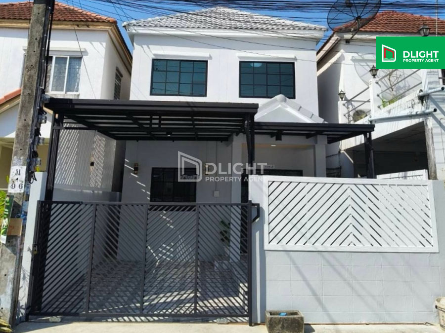 For SaleTownhouseMin Buri, Romklao : For sale, 2-storey townhouse, newly renovated, ready to move in, Baan Amornthap, Nong Chok, 24.6 sq.w., 4 bedrooms, 2 bathrooms, parking for 2 cars, convenient transportation, complete facilities, shady, quiet, comfortable, only 2.19 million baht, hurry a