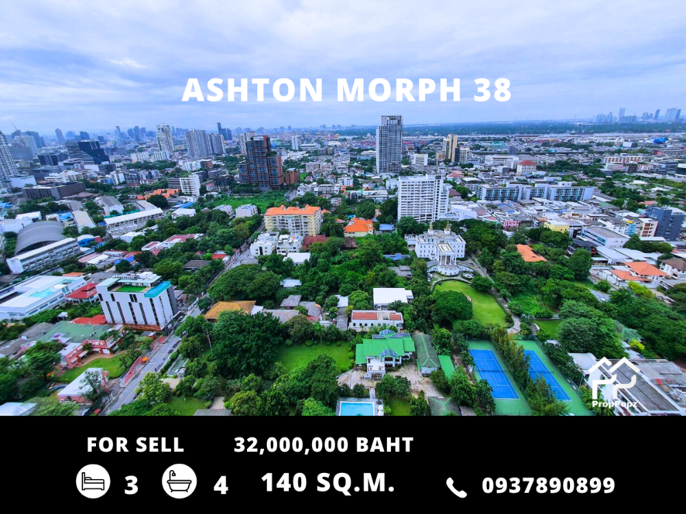 For SaleCondoSukhumvit, Asoke, Thonglor : Ashton morph 38 / Pet Friendly, high floor, open view, near BTS Thonglor / 3 bedrooms, 141 sq m. Call 0937890899