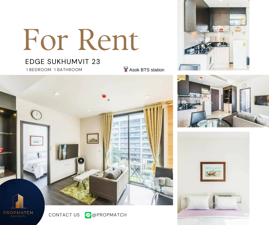 For RentCondoSukhumvit, Asoke, Thonglor : 🏙️ Price Drop!! Cheapest in the project | Edge Sukhumvit 23 (1 bedroom 42 sq m.) only 28,000 baht per month, Tel.0981315848 @propmatch