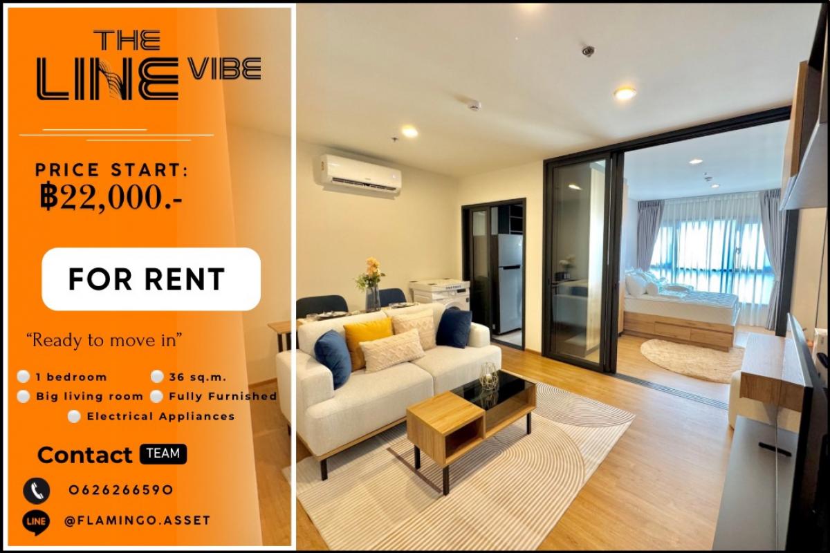 ให้เช่าคอนโดลาดพร้าว เซ็นทรัลลาดพร้าว : ห้องปล่อยเช่า โครงการ The Line Vibe✨ Room for Rent. เฟอร์นิเจอร์ครบ พร้อมเข้าอยู่ สนใจติดต่อได้ที่ 0626266590