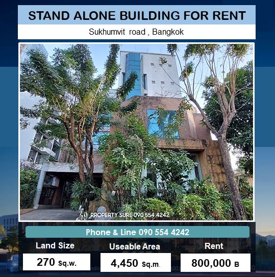 ให้เช่าสำนักงานอ่อนนุช อุดมสุข : Building for rent ให้เช่า-ขาย อาคารสำนักงาน Stand alone 6 ชั้น พร้อมบ้านพักผู้บริหาร ถ.สุขุมวิทใกล้ BTS บางจาก