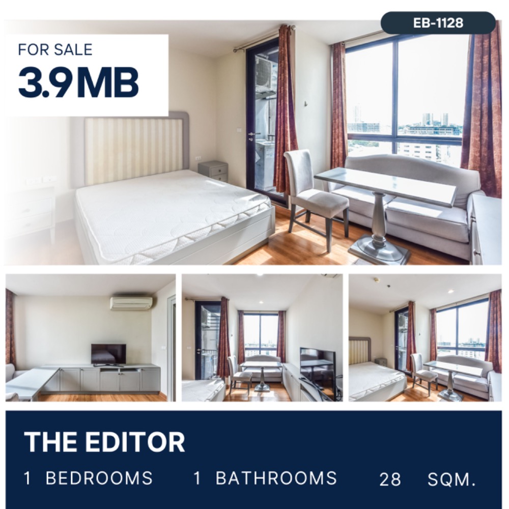 For SaleCondoSapankwai,Jatujak : 🔥 Dont miss out on this huge discount! 🔥 ​​🏙️ The Editor 📍 1 bedroom | 1 bathroom | Size 28 sq m. 💸 Selling for only 3,990,000 baht (negotiable!) 📞 Call: 086-746-8882 (K. Cooper)