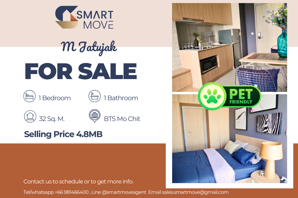 For SaleCondoSapankwai,Jatujak : 🔥FOR SALE !! 🔥Code C20240300931..........M Jatujak, 1 bedroom, 1 bathroom, high floor 22+, furnished, Special Deal!!📣📣