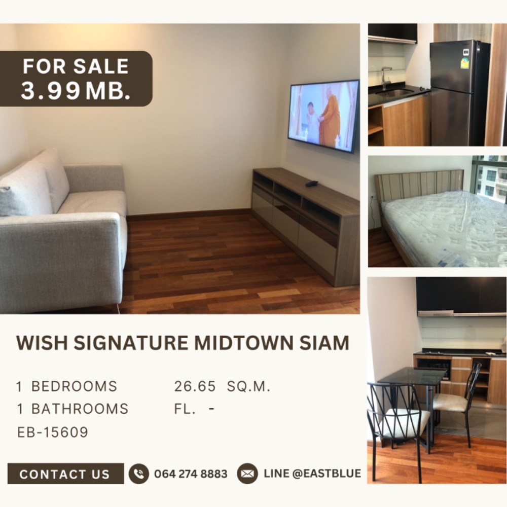 For SaleCondoRatchathewi,Phayathai : 🔥 Dont miss out on this huge discount! 🔥 ​​🏙️ Wish Signature Midtown Siam 📍 1 bedroom | 1 bathroom | Size 26.65 sq m. 💸 Selling for only 3,999,000 baht (negotiable!) 📞 Call: 086-746-8882 (K. Cooper)