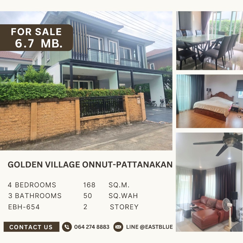 For SaleHousePattanakan, Srinakarin : 🔥🔥Best price!! For Investors!! 4b3b 6.7mb - Golden Village Onnut-Pattanakan.