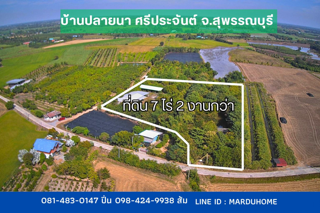 For SaleLandSuphan Buri : Land with factory, forest garden, area of ​​7 rai 2 ngan, Tambon Plai Na, Amphoe Si Prachan, Suphan Buri Province